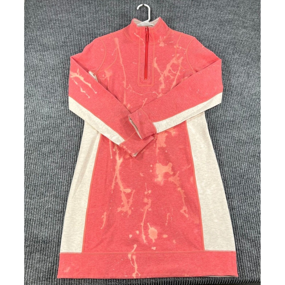 Tommy Bahama Sweatshirt Dress Womens Small Pink Long Sleeve 1/4‎ Zip Mock Neck
